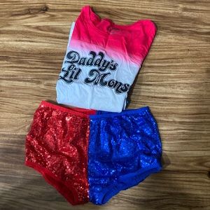 In great condition - fishnets included and the awesome wig